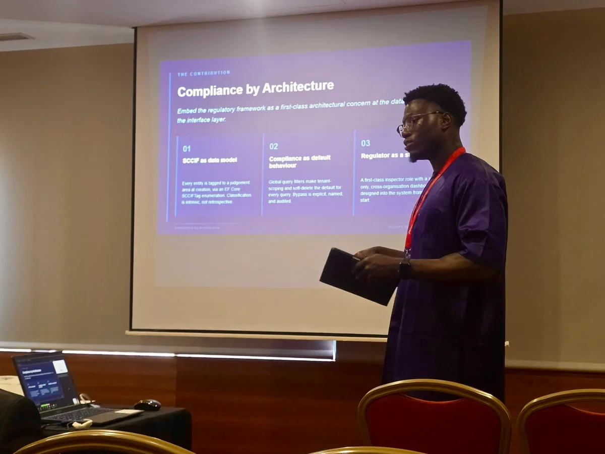 Branson Kouaya presenting at ICSOFT 2026